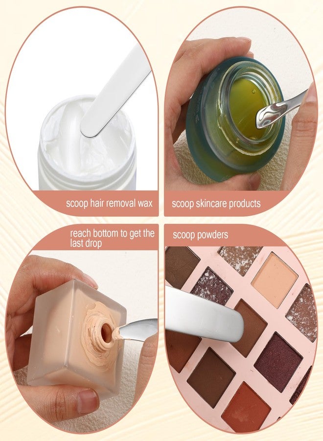 JIYIN 4 PCS Mini Metal Makeup Spatula, 4 Styles Multi-functional Stainless Steel Cosmetic Spatula Reusable Skin Care Cosmetic Spatulas Facial Applicator Tool for Face Mask Cream Lotions Moisturizers - Image 5